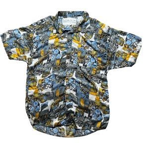 90's Vintage MAXX FM Button Up Shirt Abstract Art Print Size Large